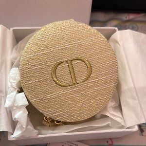 Dior Gold Round Cosmetic Bag with CD Logo